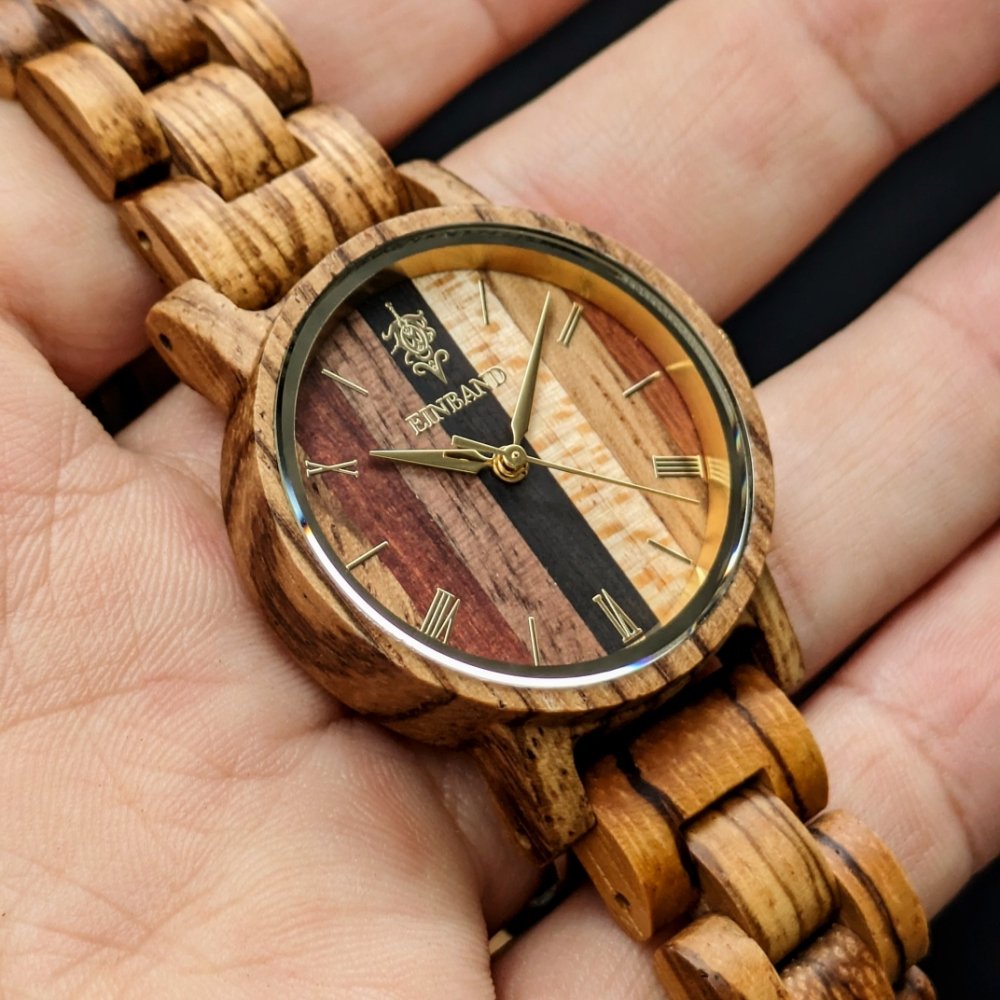 EINBAND Reise Mix Wood × Zebrawood 木製腕時計 32mm - 木製腕時計・ウッドウォッチのお店　  EINBAND～アインバンド～