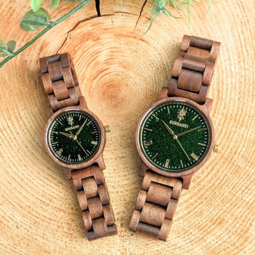 EINBAND Reise Green sandstone × Walnut 木製腕時計 40mm