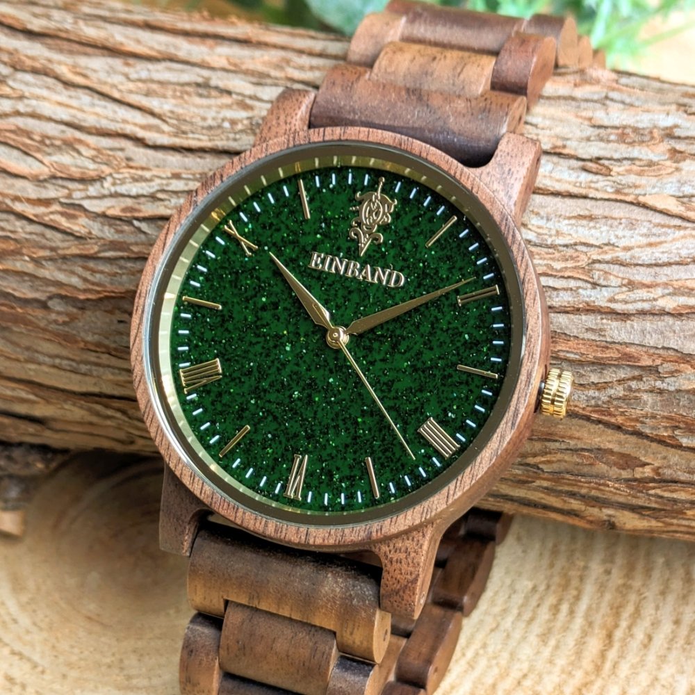 EINBAND Reise Green sandstone × Walnut 木製腕時計 40mm