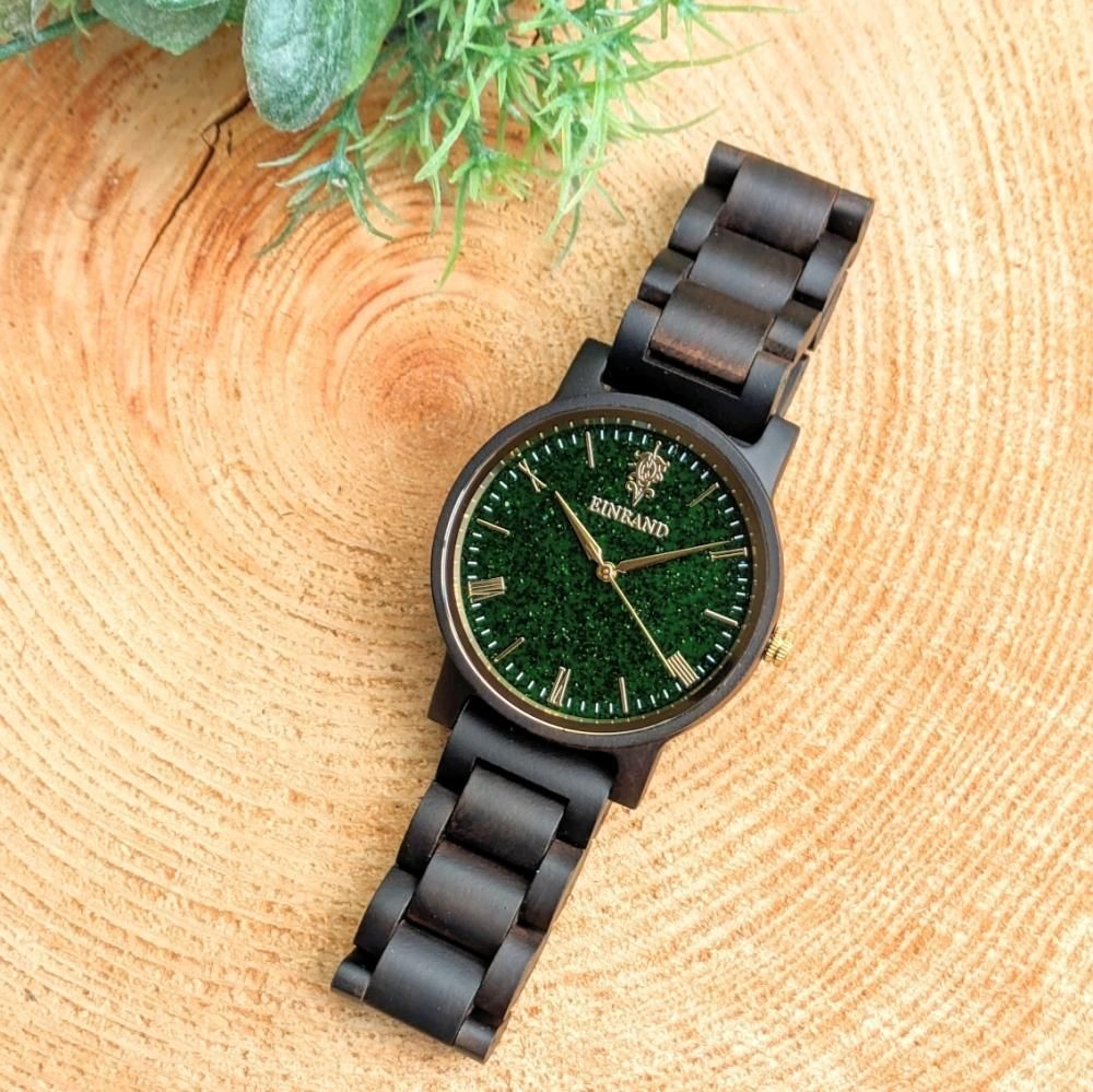 EINBAND Reise Green sandstone × Sandalwood 木製腕時計 40mm
