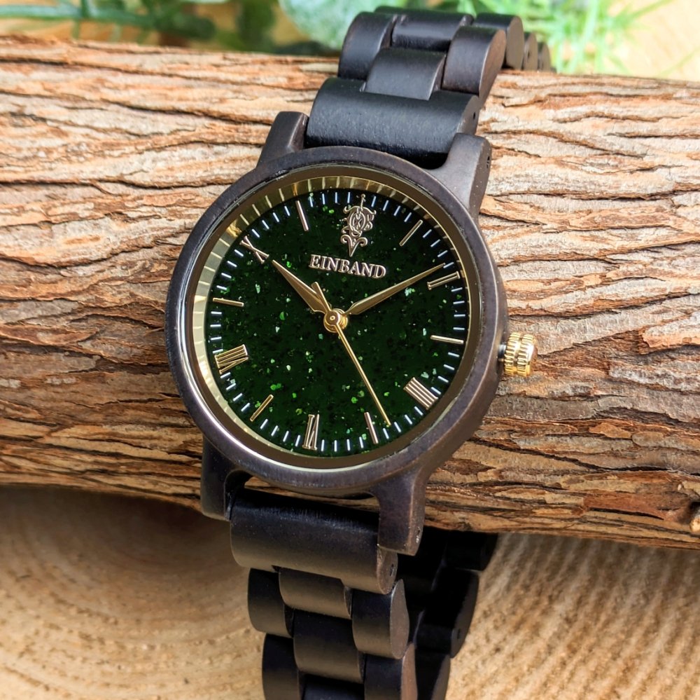 EINBAND Reise Green sandstone × Sandalwood 木製腕時計 32mm