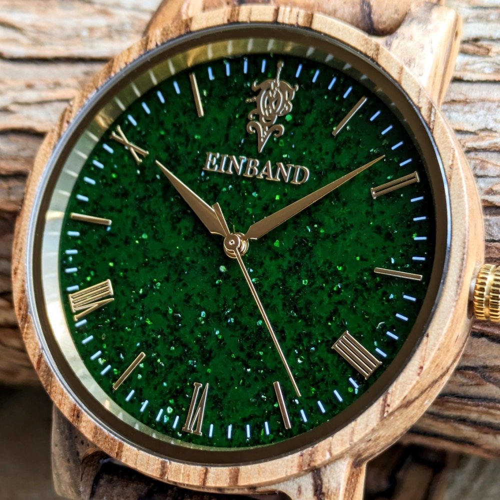 EINBAND Reise Green sandstone × Zebrawood 木製腕時計 40mm - 木製 ...