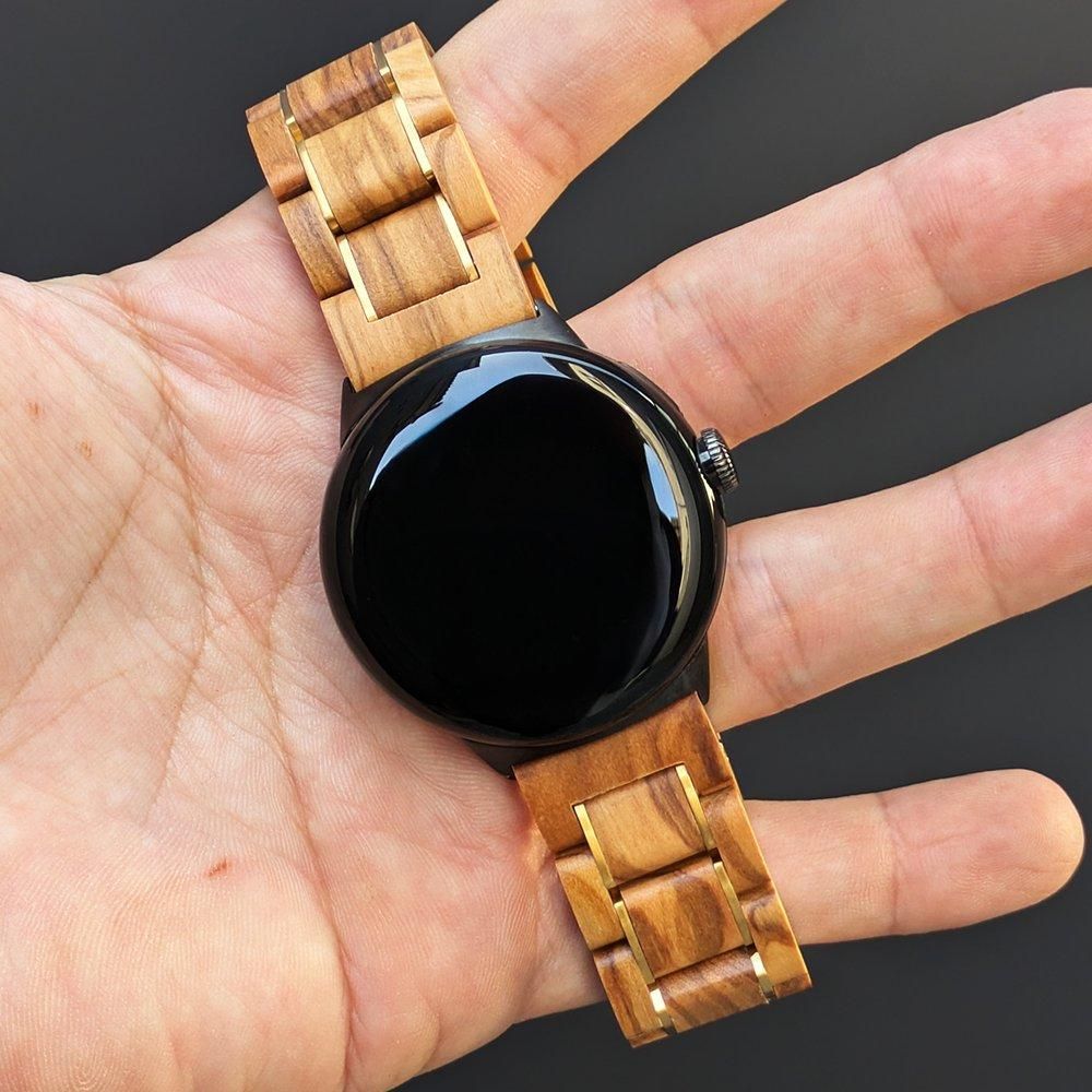 EINBAND Google Pixel Watch 天然木バンド オリーブ×ゴールド - 木製