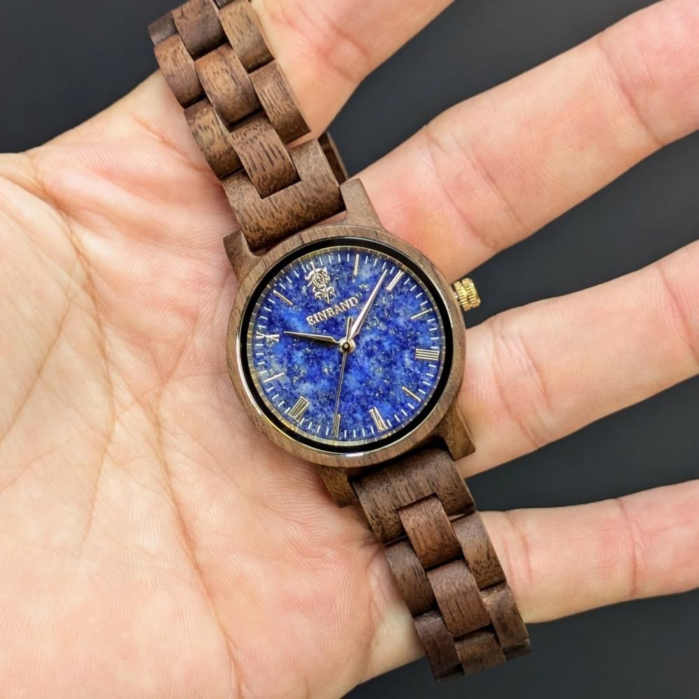 EINBAND Reise ラピスラズリ × クルミ 木製腕時計 32mm - 木製腕時計