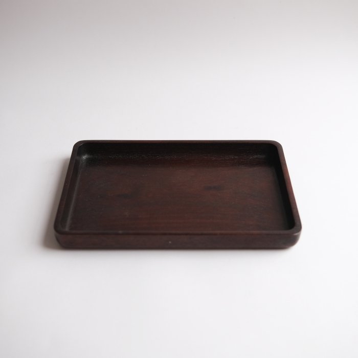 中国唐木紫檀製無垢彫煎茶盆香盆M R4273-