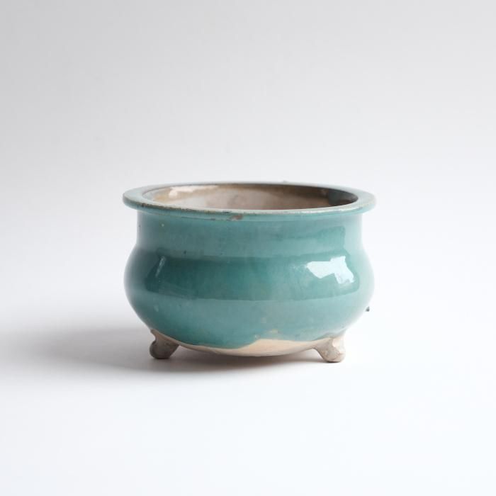 15-16世紀ビルマ 白錫釉緑彩面取小壺 / 仏教美術 鉛釉 香炉 花入 花器 白錫鉛釉緑彩面取小壺 / ビルマ15-16世紀 | tsuchika