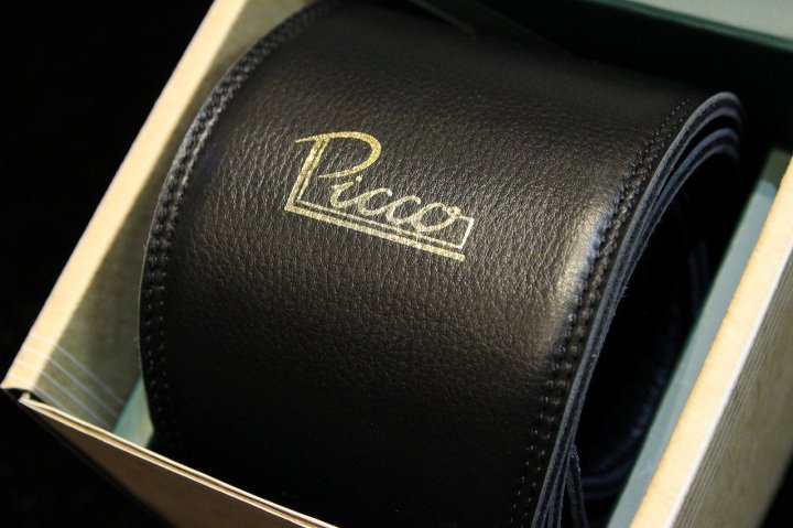Picco Straps 4.0" Premium Leather Guitar Strap Pure BlackֺŹ
