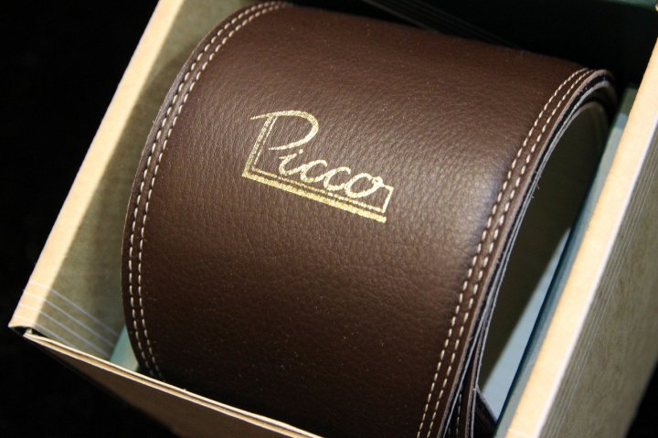 Picco Straps 4.0" Premium Leather Guitar Strap Dark Brown / CreamֺŹ