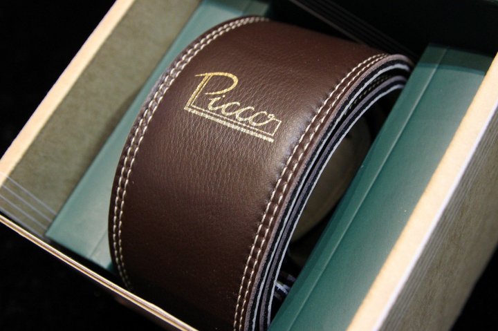 Picco Straps 2.5" Premium Leather Guitar Strap Dark Brown / CreamֺŹ