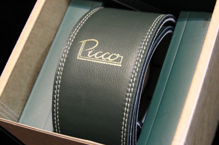 Picco Straps 2.5" Premium Leather Guitar Strap Forest Green / CreamֺŹ