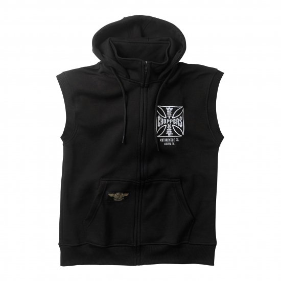 WCC OG ATX SLEEVELESS ZIP HOODY BLACK