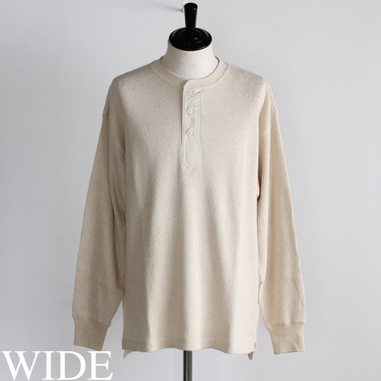 ULTERIOR　COTTON/SILK WAFFELE HENLEY-NECK PULLOVER （PURAS EXCLUSIVE）-  NATURAL - PURAS