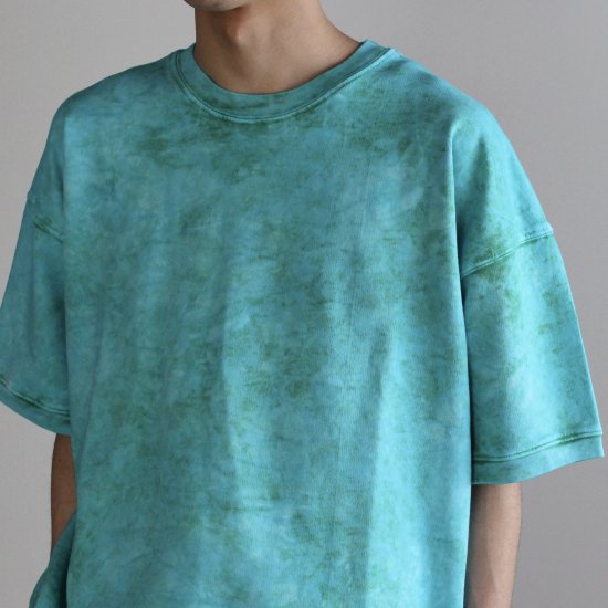 MONITALY French Terry Cropped S/S Sweat Shirt - TIE DYE GREEN +