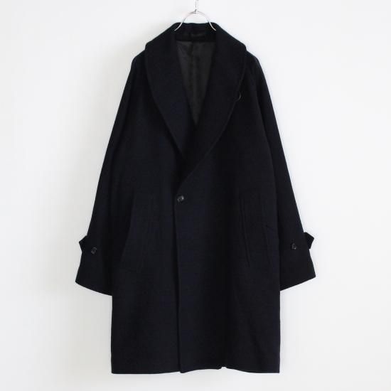 ULTERIOR WOOL SILK TWEED S/C COAT - NAVY - PURAS