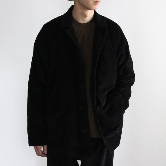 O project　LONG BLAZER/WIDE WALE CORDUROY - BLACK - PURAS