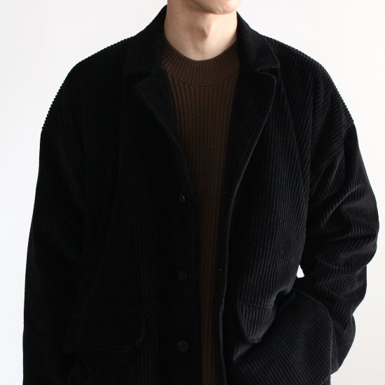 O project　LONG BLAZER/WIDE WALE CORDUROY - BLACK - PURAS