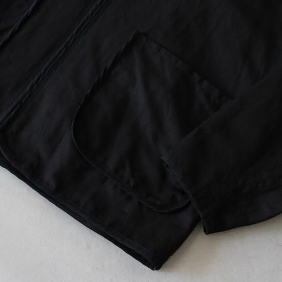 roundabout 23ss フルジップ ノーカラージャケット ブラック roundabout Full-Zip No Collar Jacket - BLACK - PURAS
