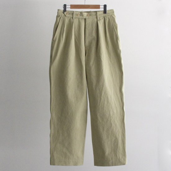 ULTERIOR WASHED BIZEN GABARDINE TUCKED PANTS - SPROUT - PURAS