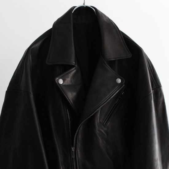 YOKO SAKAMOTO LEATHER RIDERS JACKET - BLACK - PURAS