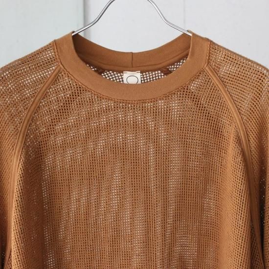 O project LONG SLEEVE MESH TEE/Cotton Mesh - COPPER BROWN