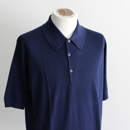 JOHN SMEDLEY ジョンスメドレー　ISIS ネイビー ポロシャツ 美品 シーアイランドコットンのジョンスメドレーISISポロシャツ