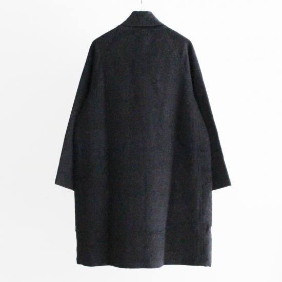 MITTAN ウールシルクキャメル半纏コート(紐付き) - 濃灰 - PURAS