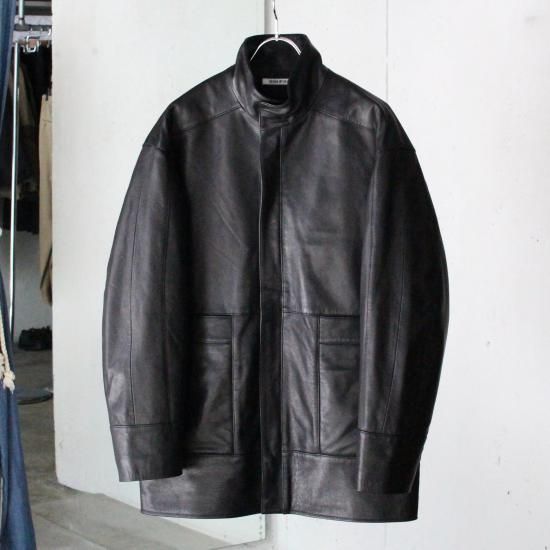 SEVEN BY SEVEN STAND-UP COLLAR LEATHER CAR COAT - BLACK - PURAS
