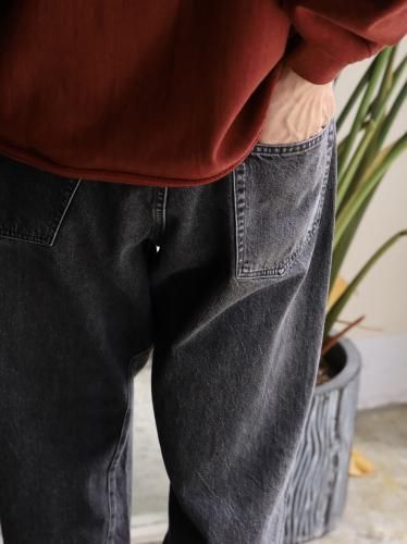 ULTERIOR WASHED SELVEDGE BLACK DENIM 5P PANTS - USED GREY