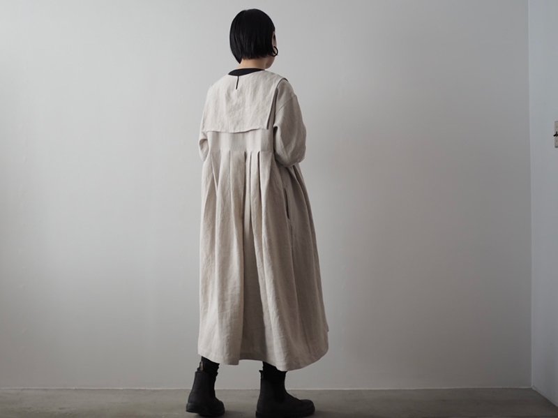 受注アイテム]Linen sailor collar dress/kinari(2サイズ) - kashuka