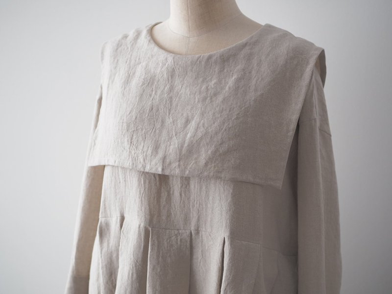 受注アイテム]Linen sailor collar dress/kinari(2サイズ) - kashuka