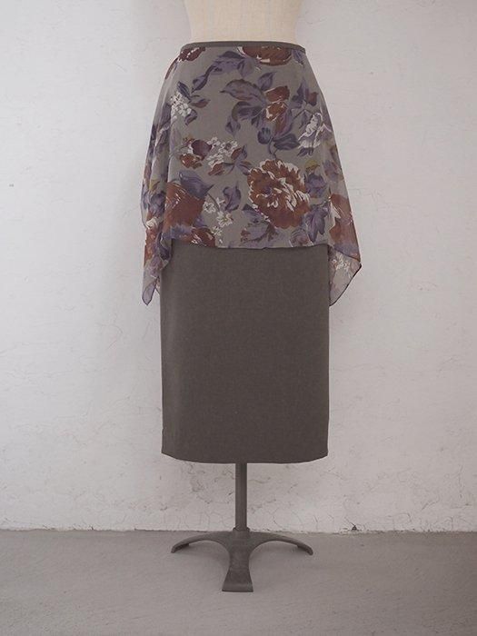 [¨Ǽ]Semi-tight long skirt with scarfkhaki