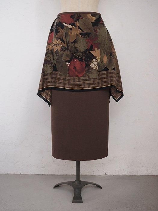 [¨Ǽ]Semi-tight skirt with scarfDK.brown
