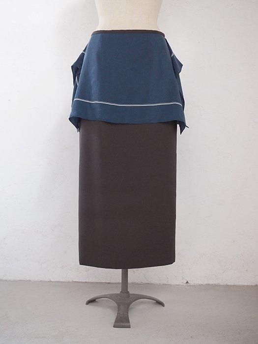 [¨Ǽ]Semi-tight long skirt with scarfDK.brownnavy