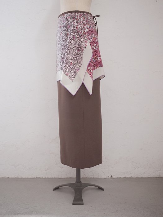 [即納]Semi-tight skirt with scarf（purple flower） - kashuka