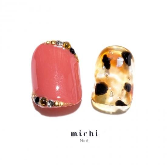旬なダークオレンジのべっ甲ネイル - ネイルチップ専門店ミチネイル