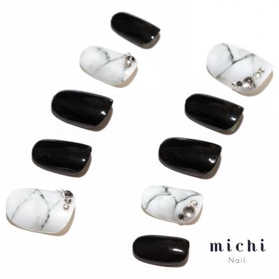 漆黒の大理石ネイル - ネイルチップ専門店ミチネイル