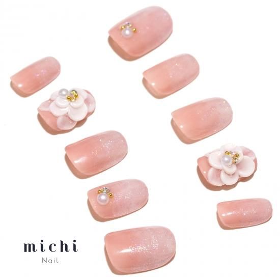 華やかエンボスフラワーネイル - ネイルチップ専門店ミチネイル