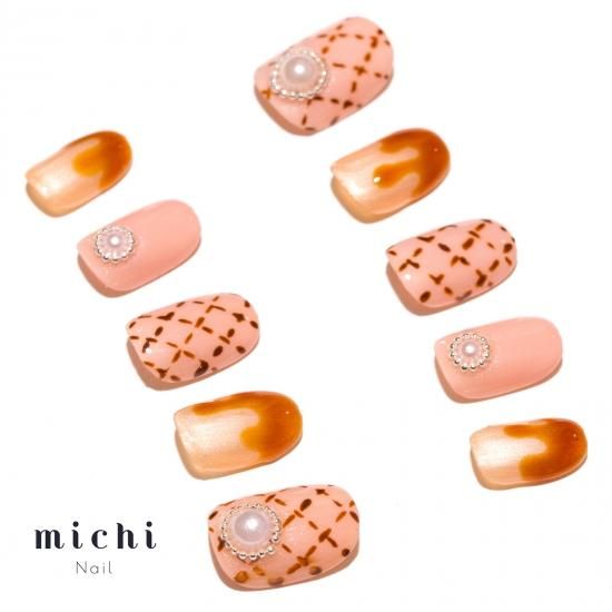 キャラメルニュアンス ネイルチップ 秋のスイーツニュアンスネイル-マロンケーキ-◇ネイルチップ