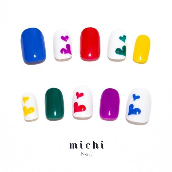 5色のカラフルネイル- ネイルチップ(つけ爪)専門店ミチネイル