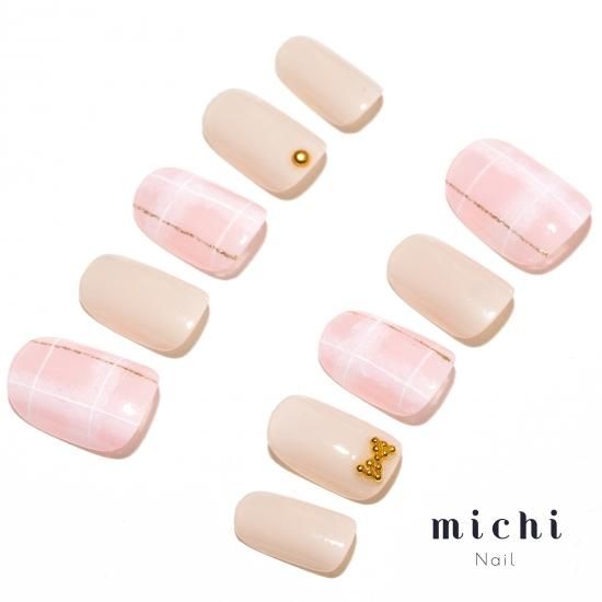 kawaiiチェックリボンネイル- ネイルチップ(つけ爪)専門店ミチネイル