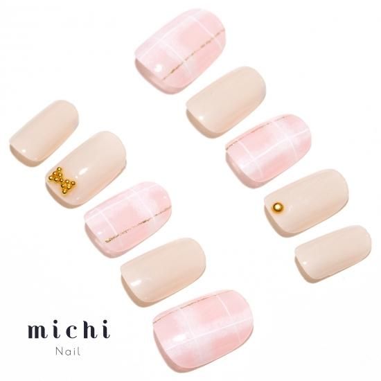 チェックリボン ネイルチップ チェック×リボンネイル- ネイルチップ専門店ミチネイル