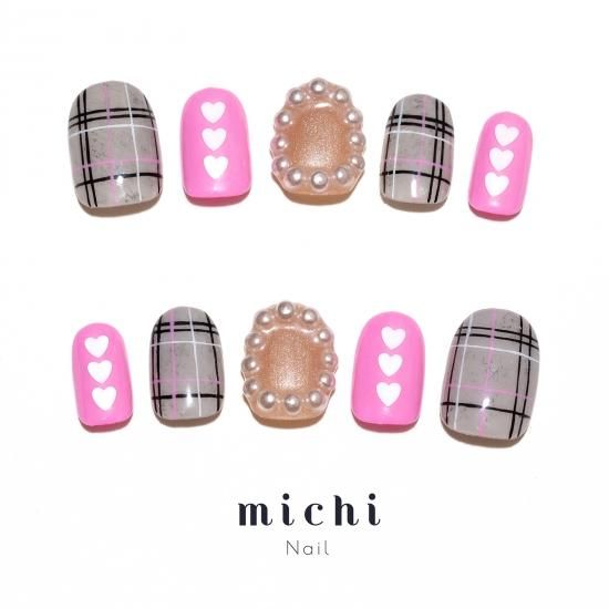 オーダーネイルチップ チェックネイル ガーリーネイル ネイルチップ チェック柄 ガーリー さくらんぼ ギャル ロング 派手