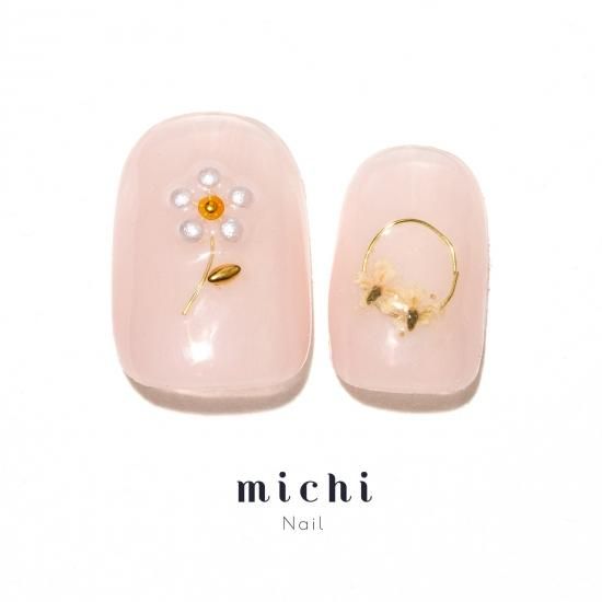 フラワー×ワイヤーのニュアンスネイル - ネイルチップ(つけ爪