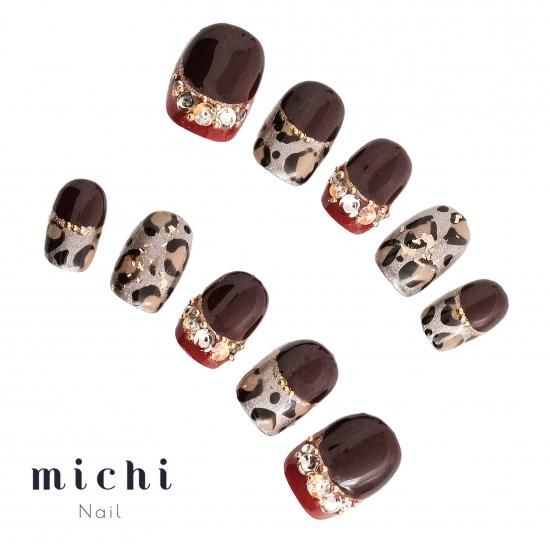大人甘辛レオパードネイル- ネイルチップ(つけ爪)専門店ミチネイル
