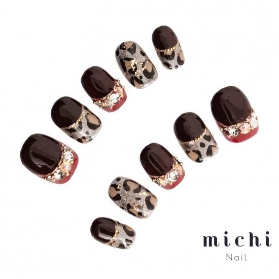大人甘辛レオパードネイル- ネイルチップ(つけ爪)専門店ミチネイル