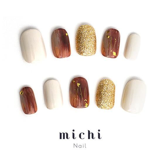 ニュアンスブラウンネイル- ネイルチップ(つけ爪)専門店ミチネイル