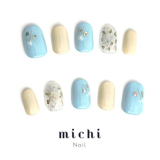 シェルくすみカラー ネイルチップ 2022 spring 𓂃 ⁡ ⁡ グレージュ × gold