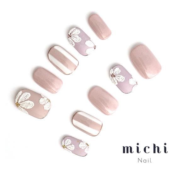 大人シンプルフラワーマットネイル- ネイルチップ(つけ爪)専門店