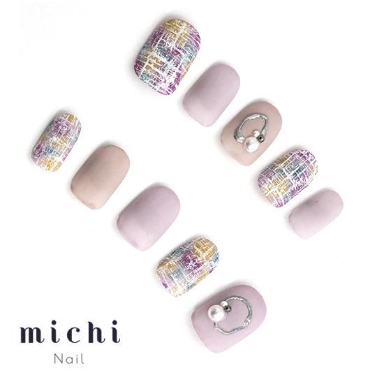 春ツイードネイル- ネイルチップ(つけ爪)専門店ミチネイル