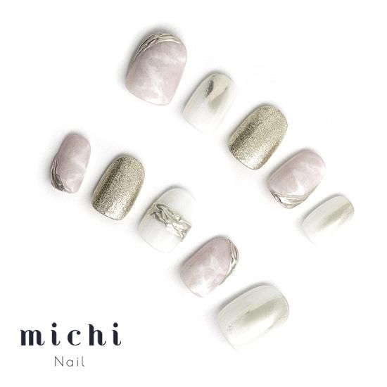 天然石ネイル ニュアンスネイル ミラーネイル ネイルチップオーダー サイズオーダー♡天然石風ニュアンス×ミラーネイルチップ ブルー